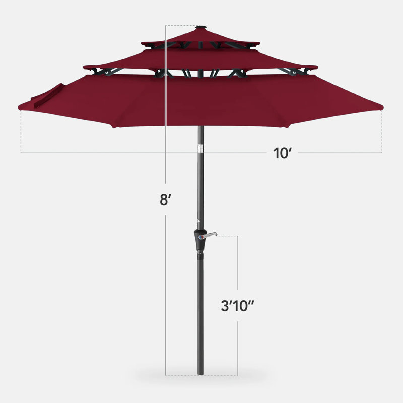 Parasol de patio à 3 niveaux, Burgundy