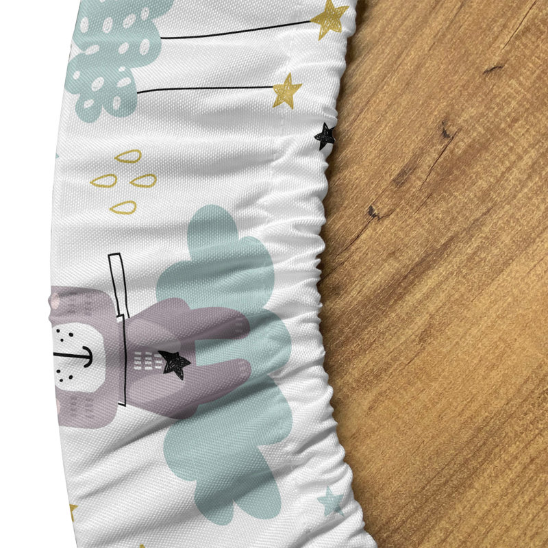 East Urban Home Cartoon Cartoon Fitted Round Tablecloth Multicolor 83833, 67.72" Round