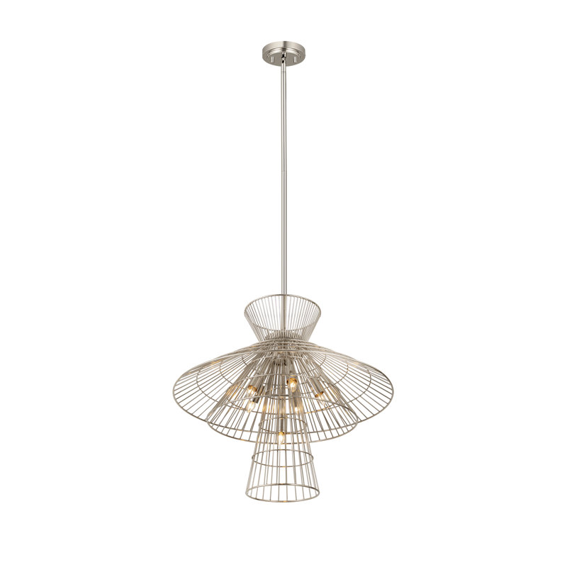 Lustre 6 lumières Bowry, Nickel poli