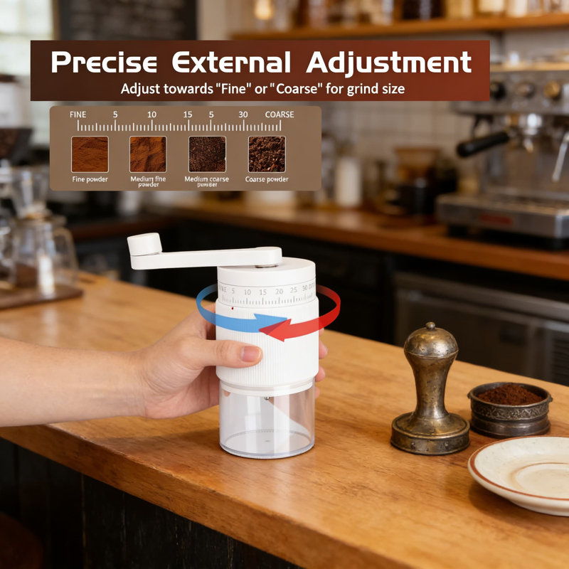 Manual Coffee Grinder With Ceramic Burrs, Adjustable Grind Settings From Coarse To Fine, Portable Design For Espresso, French Press, And Travel