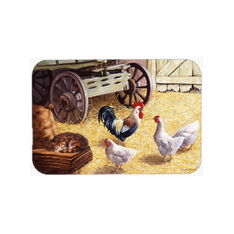 Planche à découper en verre de grange caroline les trésors coqs et les poules
