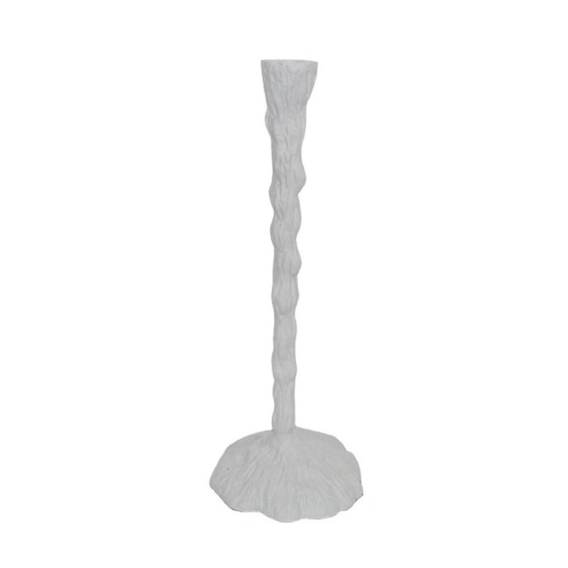 White Textured Aluminum 16.5'' Modern Candlestick