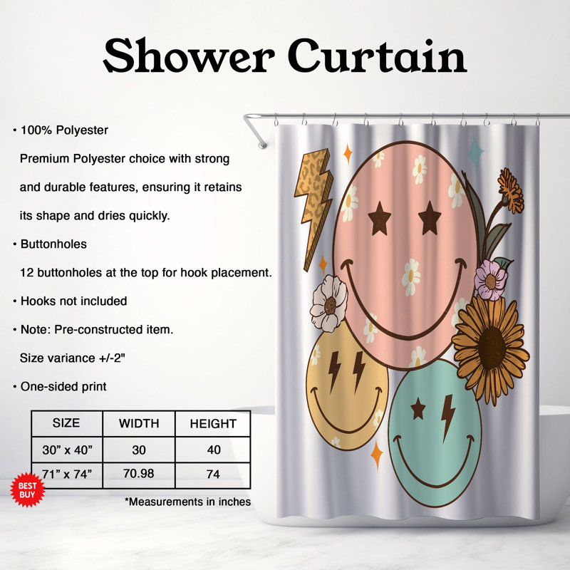 Barnicoat Shower Curtain, 74"H x 71"W