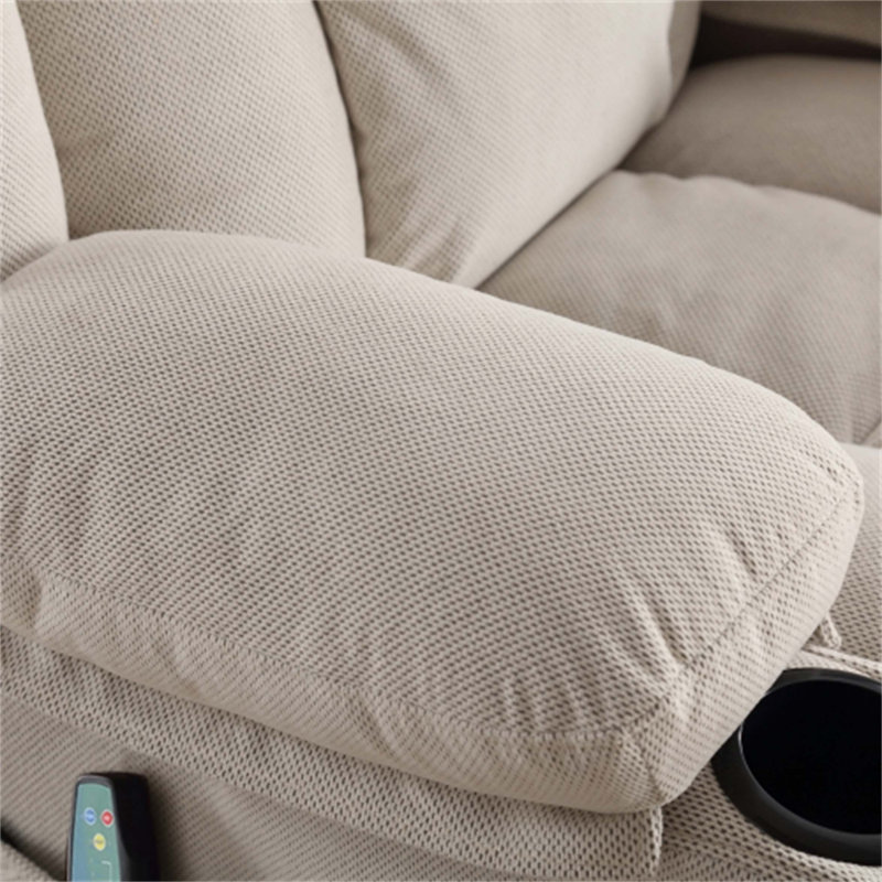 Swivel Recliner Chair with USB and 2 cup holders, Beige