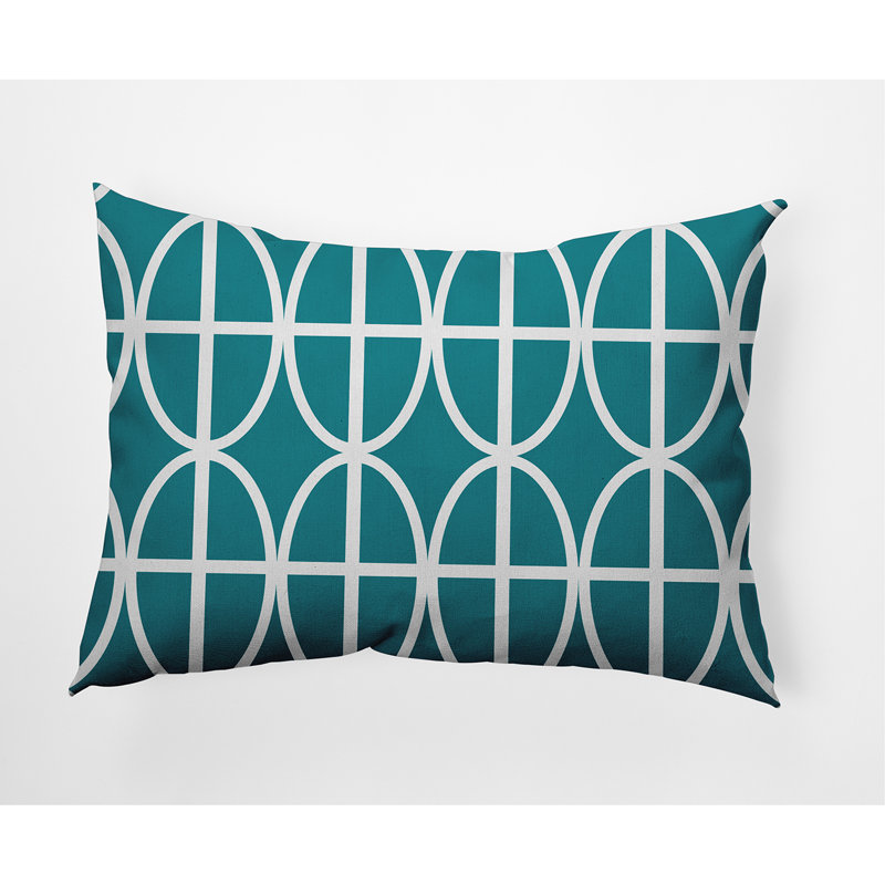 Ovals Geometric Reversible Throw Pillow, Blue