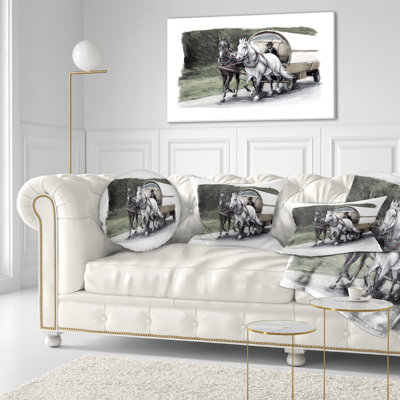 Coussin décoratif noir et blanc designart’cheval cart