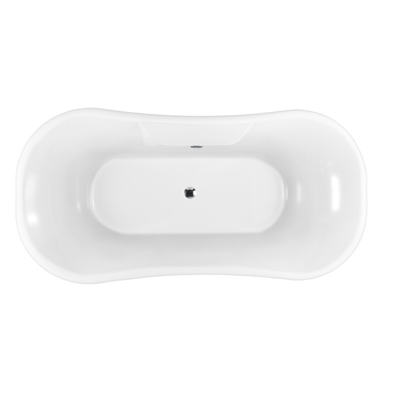68" Streamline Clawfoot Soaking Acrylic Bathtub, Polished Chrome, Polished Chrome