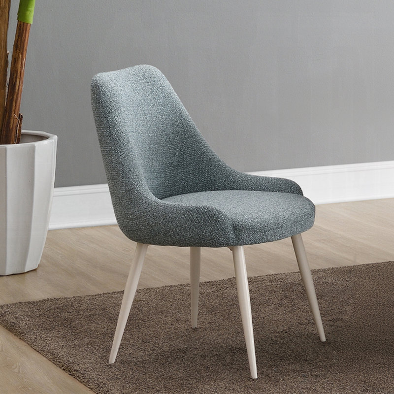 Ensemble de 2 chaises d'appoint de salle à manger rembourrées avec pieds évasés en bleu clair et blanc Boucle