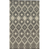 Black Handwoven Wool Striated Diamond Geometric Modern Contemporary Carpet Rug