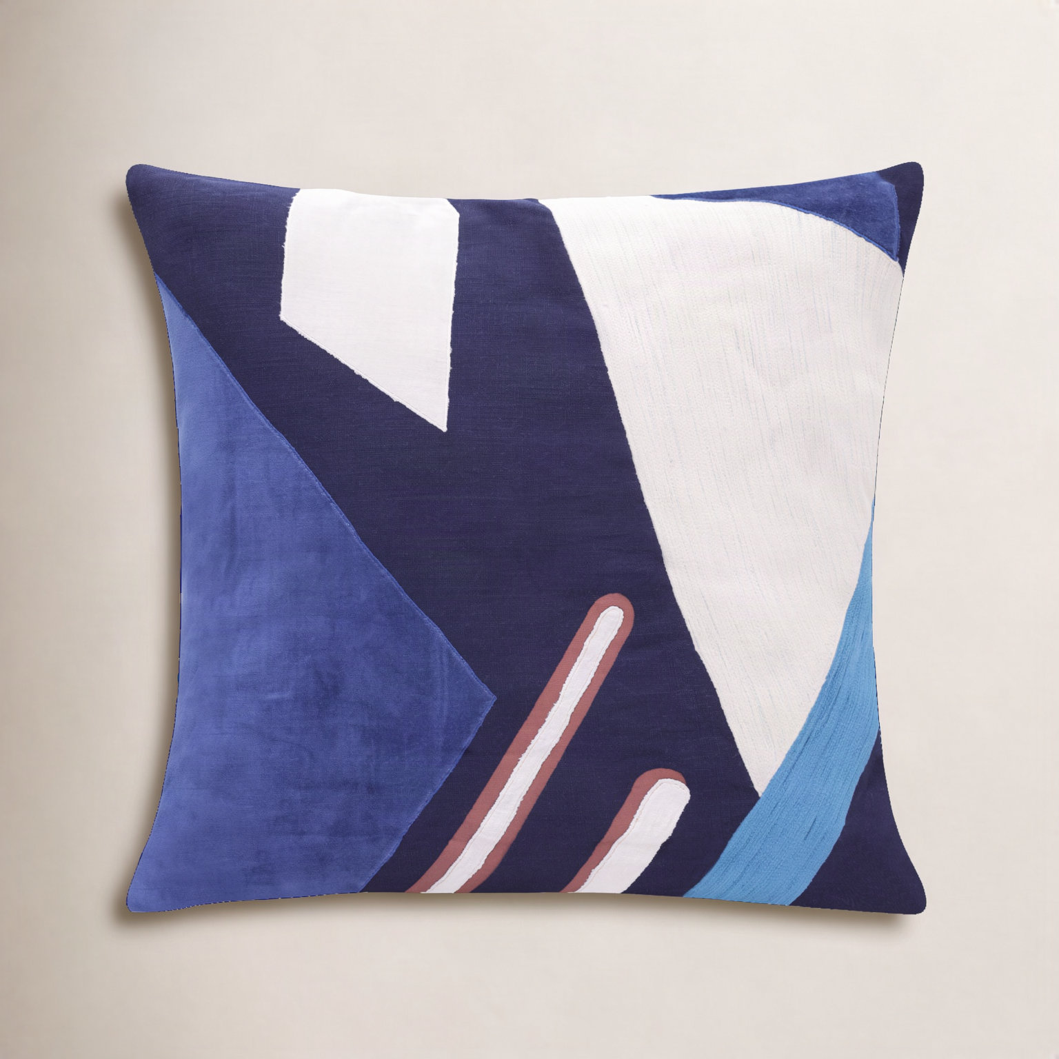 Astri Handmade Cotton Pillow Cover, Blue/Multicolor, Square 18", Pillow Cover Only - No Insert