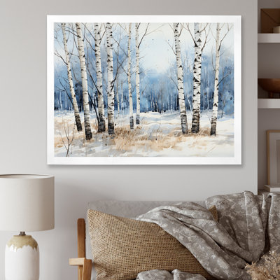 White And Blue Birch Wood In Winter - Tree Birch Wall Art