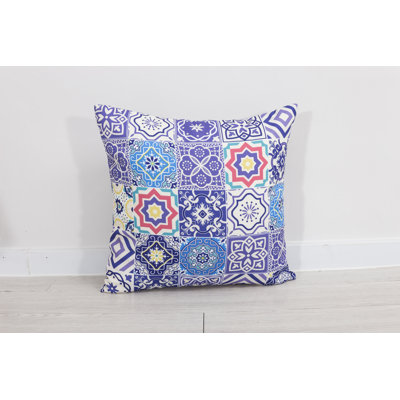 Alleghenyville Indoor / Outdoor Geometric Blau/Rosa Square Cushion Cover