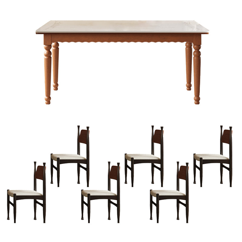 Retro rectangular utility dining table set, 29.92"H x 55.12"L x 31.5"W