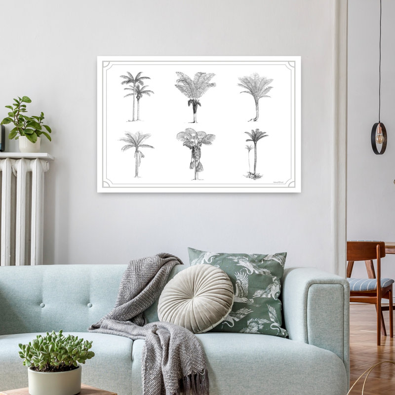 Palmier, variété, palmier abstrait, art tropical côtier, 24" H x 36" W