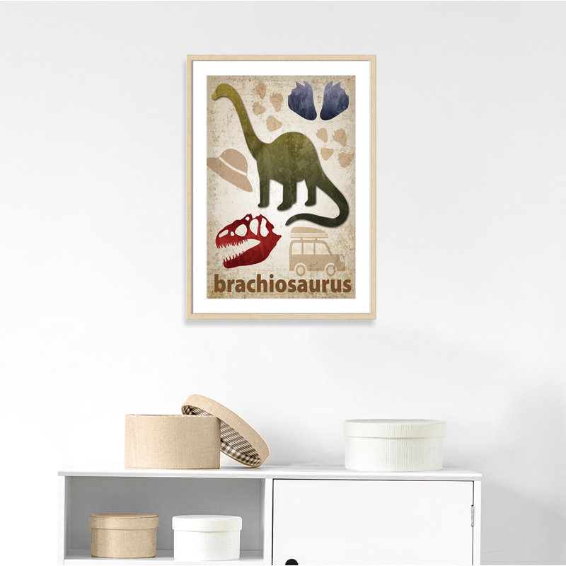 Adhésif décoratif dinosaures-03 ', H 35,5 po x l 25,5 po x P 1,1875 po, Encadré de boîte beige