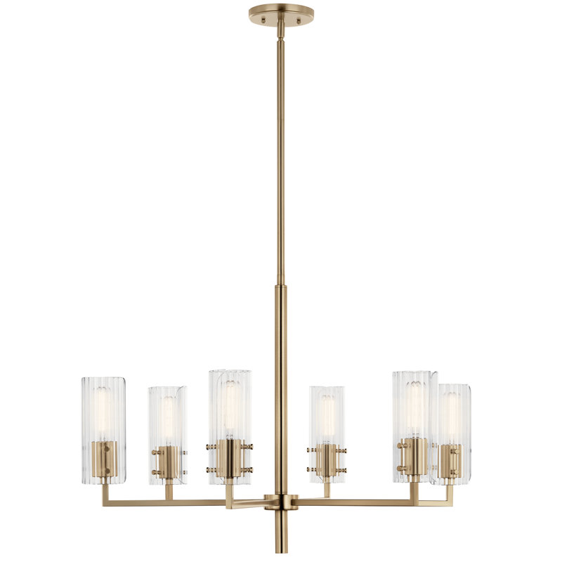 Lustre 6 lumières 30,25 po, Laiton