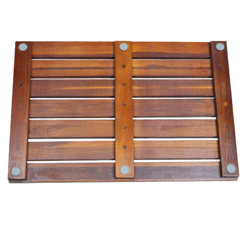 Petties Bathroom Anti-Slip Teak Wood Mat, 21" L x 14" W