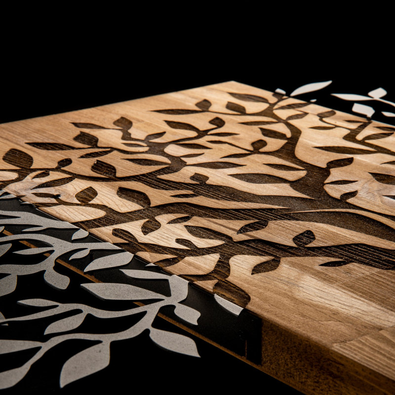 Decorative Wooden Wall Accessory, 100% Metal Frame & 100% Wooden Base (Thickness: 5 cm), For Home Decor & Modern Aesthetics