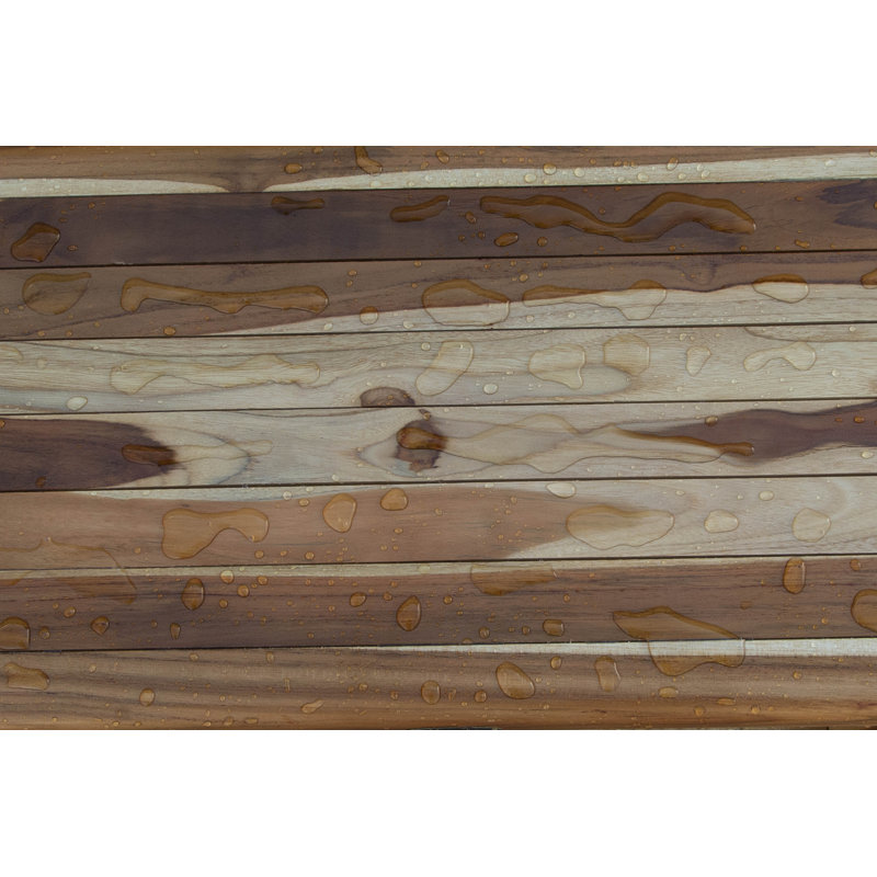 Banc de douche rectangulaire en teck avec tablette EcoDecors, Marron foncé, H 18 po x l 24 po x P 14 po