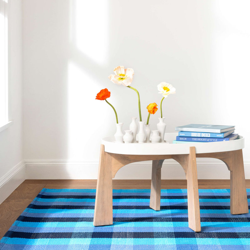 Happy Plaid Blue Indoor/Outdoor Rug, Rectangle 8' x 10'