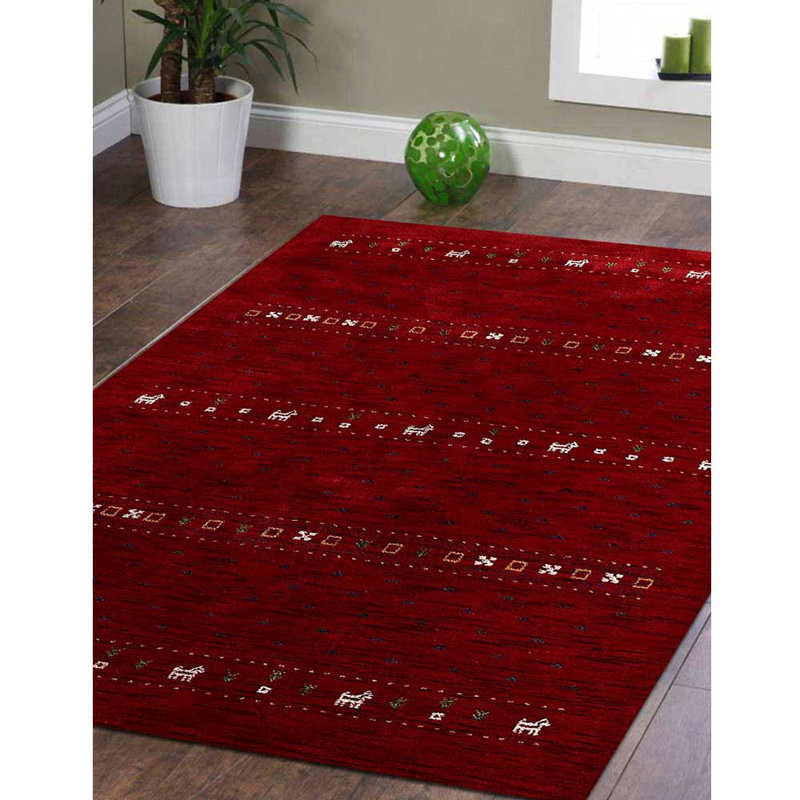 Tapis écologiques tissés à la main Maggiemae, Rouge, Rond 6 pi
