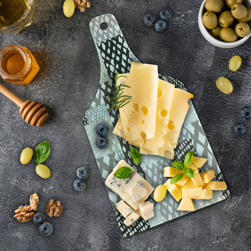 Ambesonne Retro Tempered Glass Cutting Board Patchwork Style Multicolor