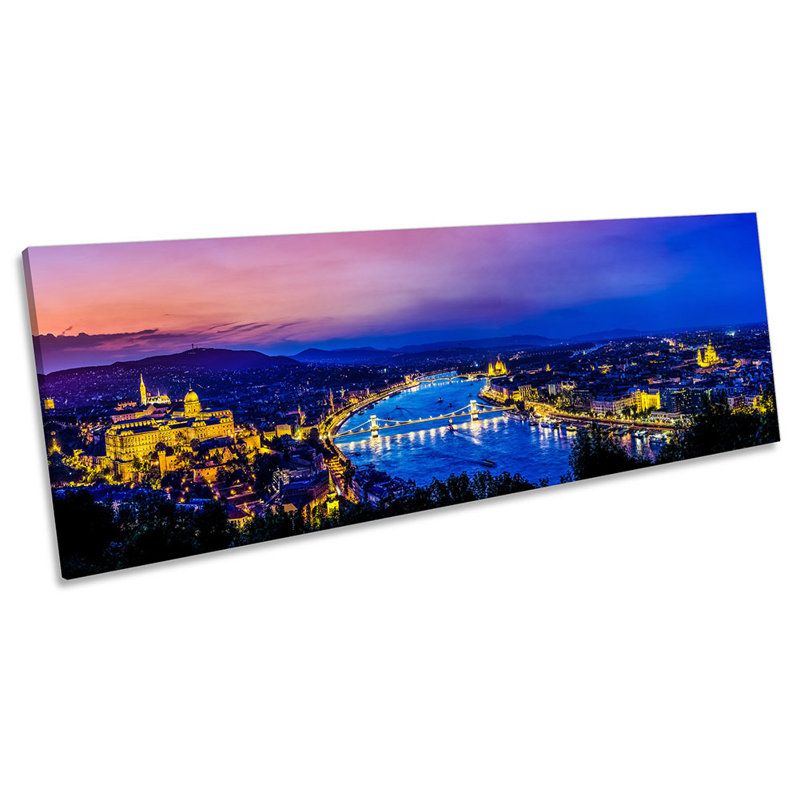 Budapest Skyline Hungary - Wrapped Canvas Panoramic Art Prints, 40.64cm H x 121.92cm W
