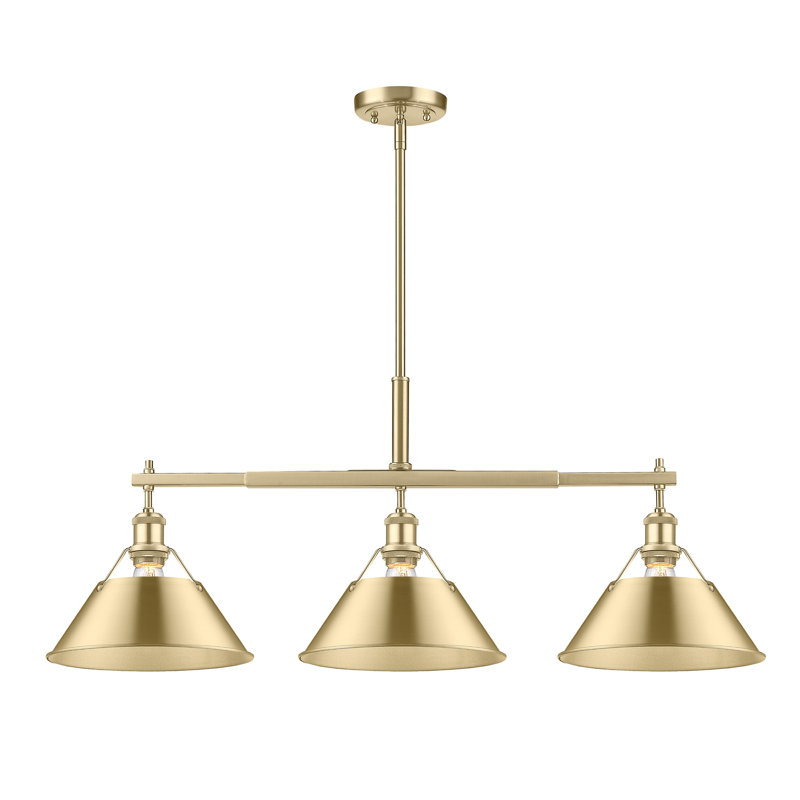 Luminaire suspendu linéaire à 3 lumières pour îlot de cuisine Weatherford, Brushed Champagne Bronze, Bronze champagne brossé
