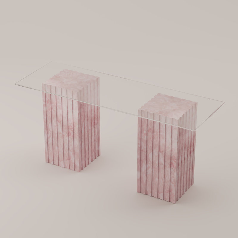 Cannelé Console Table, Pink Quartz