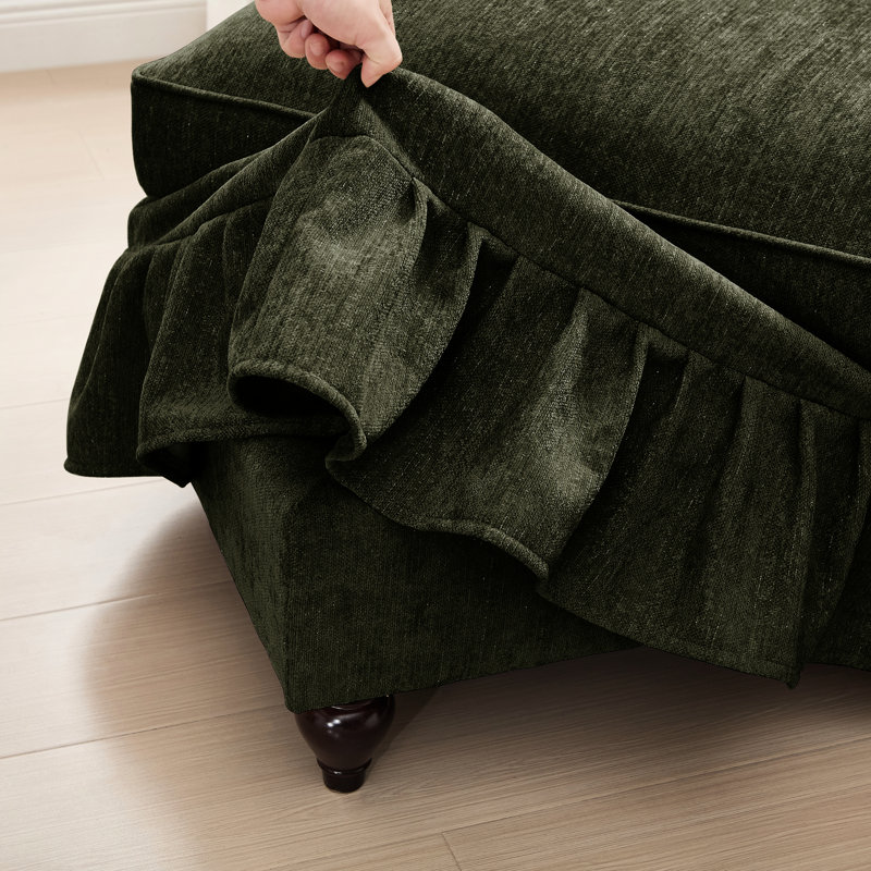 2 pièces modulaires avec volants incurvés et amovibles, support pour le corps, rembourrage en mousse souple, filetage en chenille, multiples configurations pour les accoudoirs évasés en forme de pétale classique, pattes fuselées,