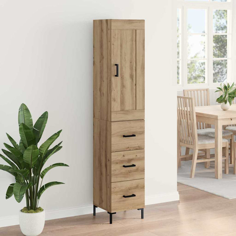  Highboard Old Wood 34.5 X 34 X 180 Cm Engineered Wood, Artisan Oak