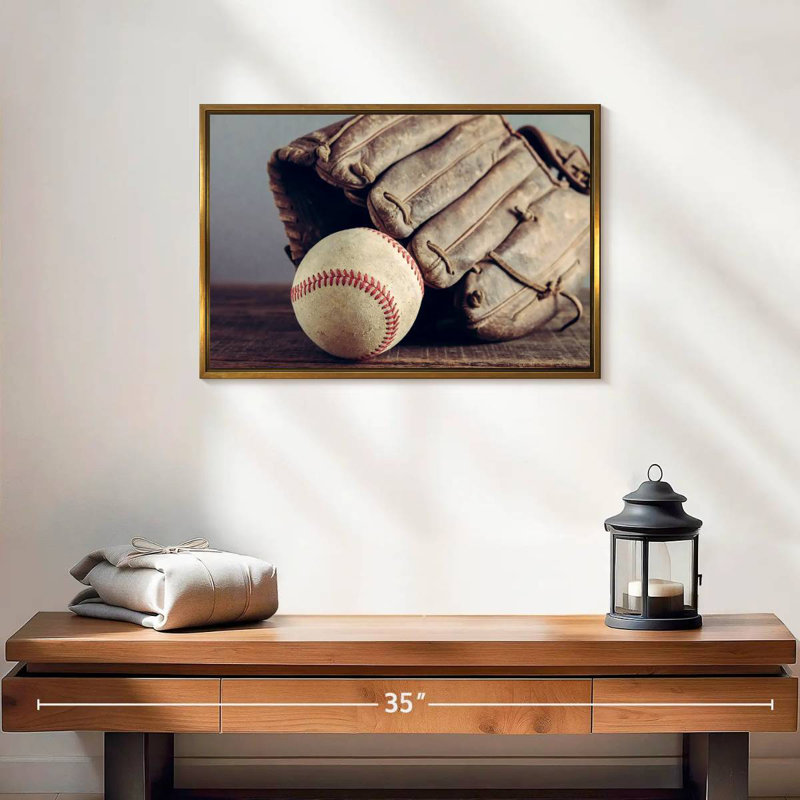 Souvenirs de baseball, 19 po x 13 po, Cadre flottant doré
