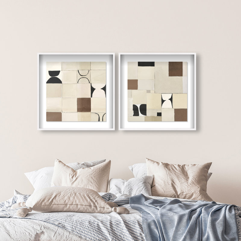 Boho Tiles Set by Oliver Gal, White Shadowbox, 31.5"H x 31.5"W