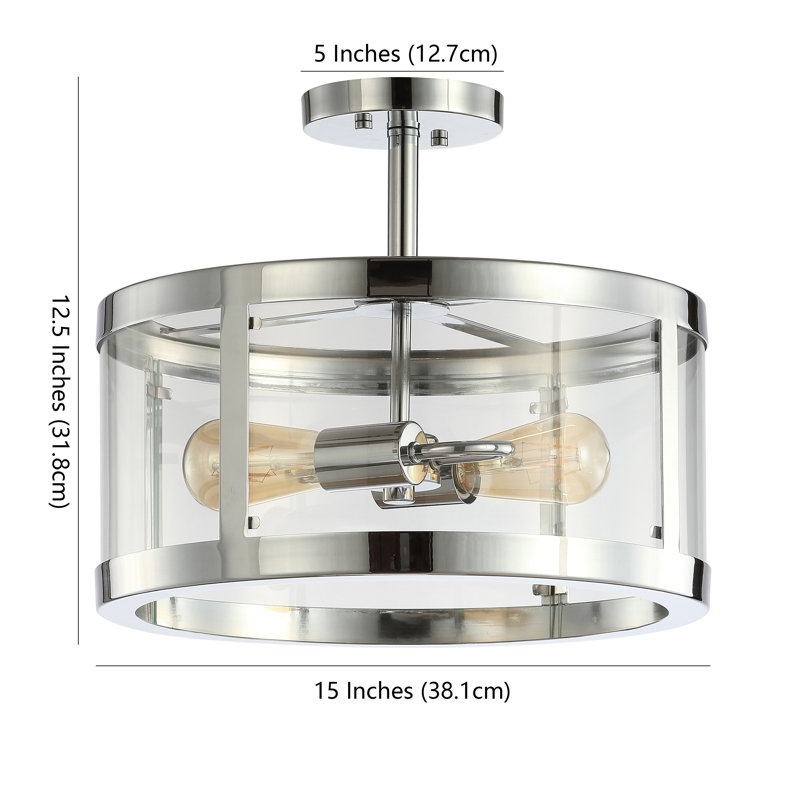 Pinkney Glass Semi Flush Mount, Chrome