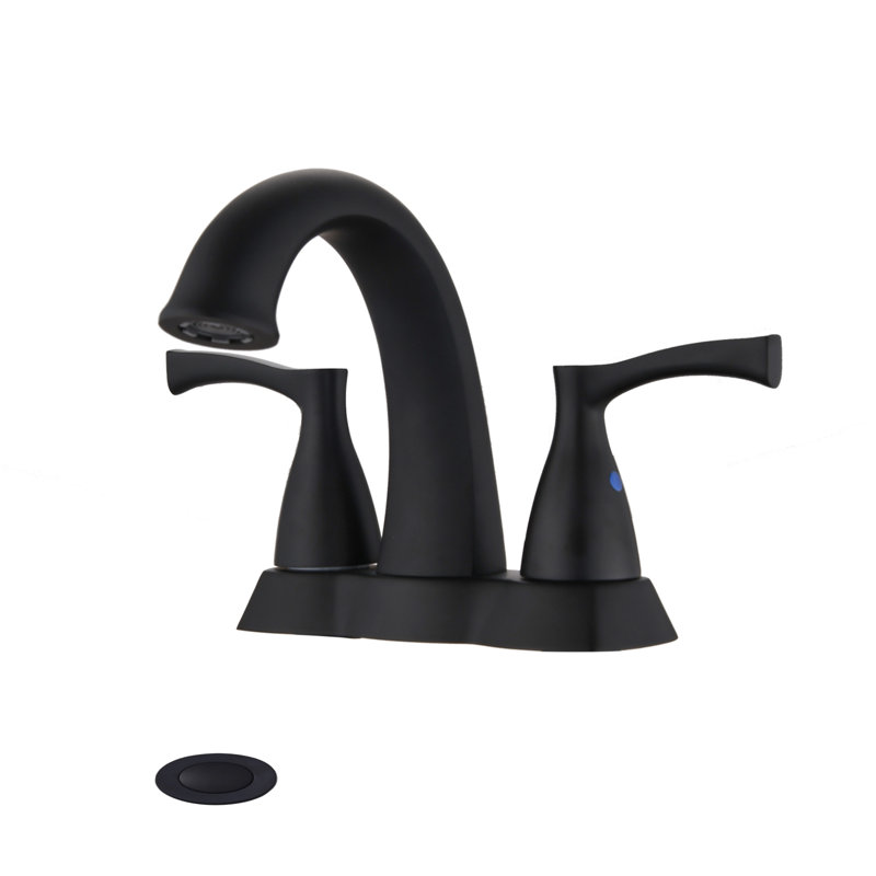 2-handle Bathroom Faucet with Drain Assembly, Matte Black