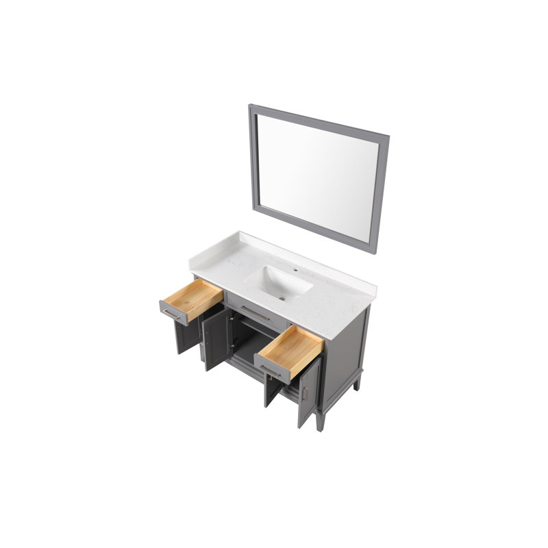 48" Single Sink Bathroom Vanity-Gray,With Mirror