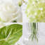 Arrangement floral d'hortensia artificiel de 9,4 po dans un vase en verre transparent rayé pour décoration de table-131255643