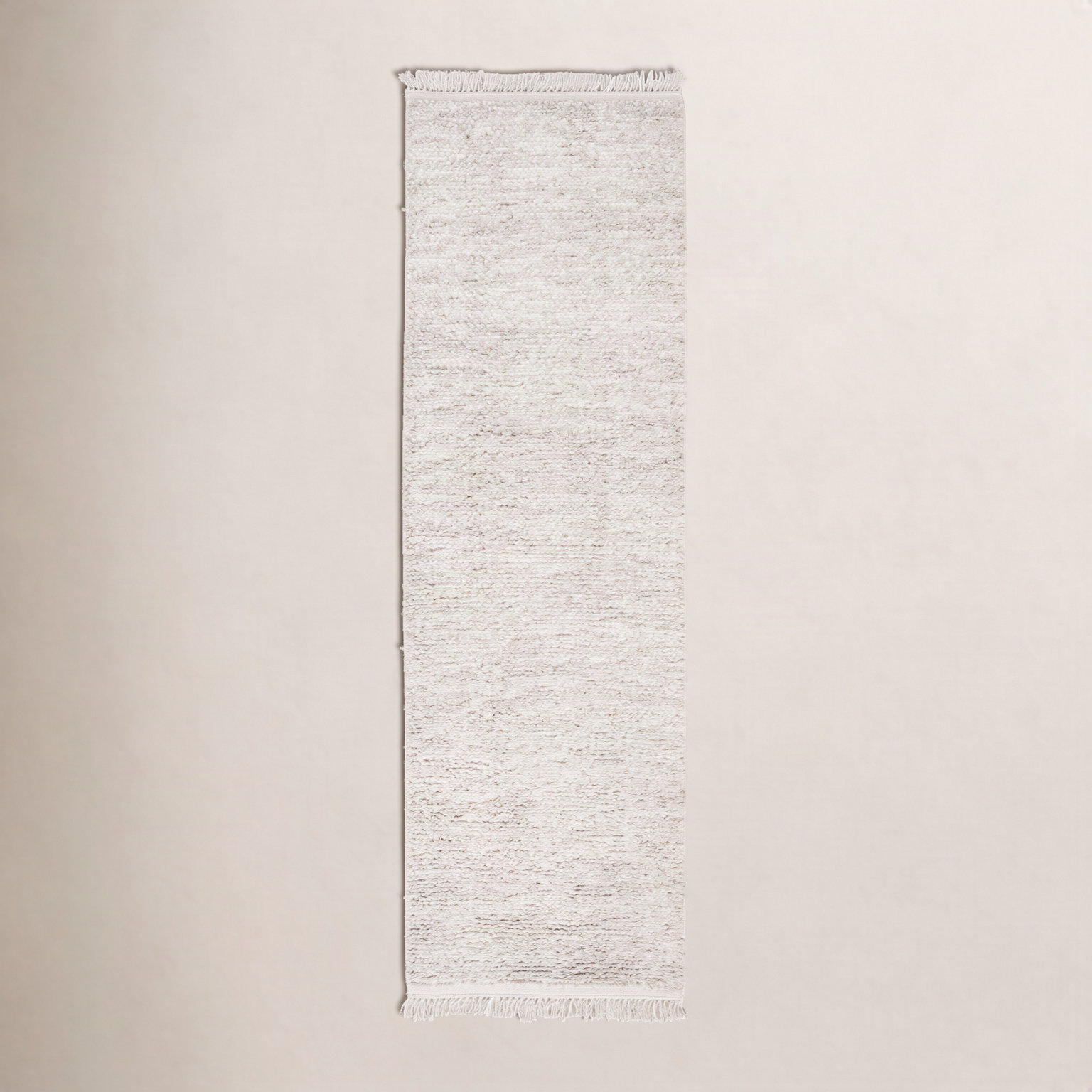 Wyly Beige Handmade Shag Wool Rug, Runner 2'3" x 8'