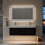  Meuble-lavabo double 60 po avec lumière DEL et plateau en pierre reconstituée-438195649