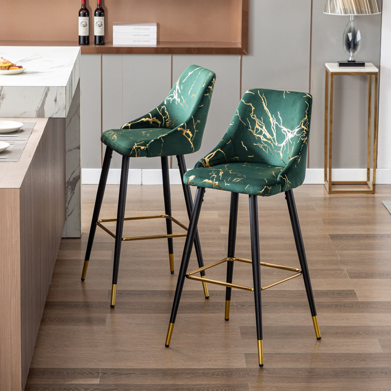 Schaub 30" Bar Stool, Dark Green
