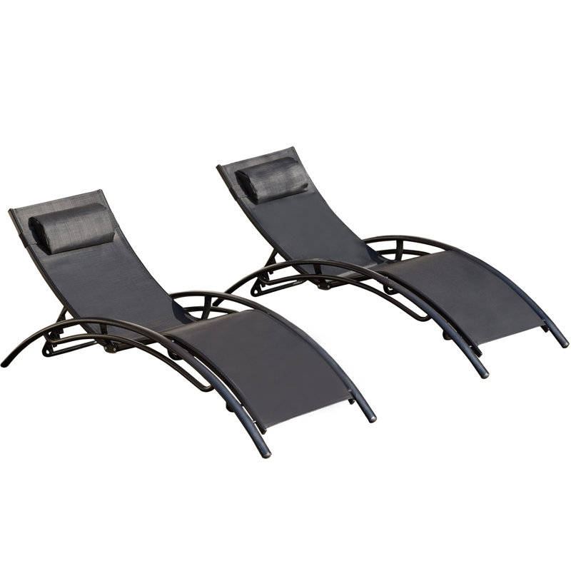 Chaise longue inclinable 66,9 po Tarazon, Gris foncé