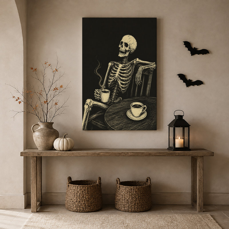 Toile noire sur fond noir, H 18 po x l 12 po