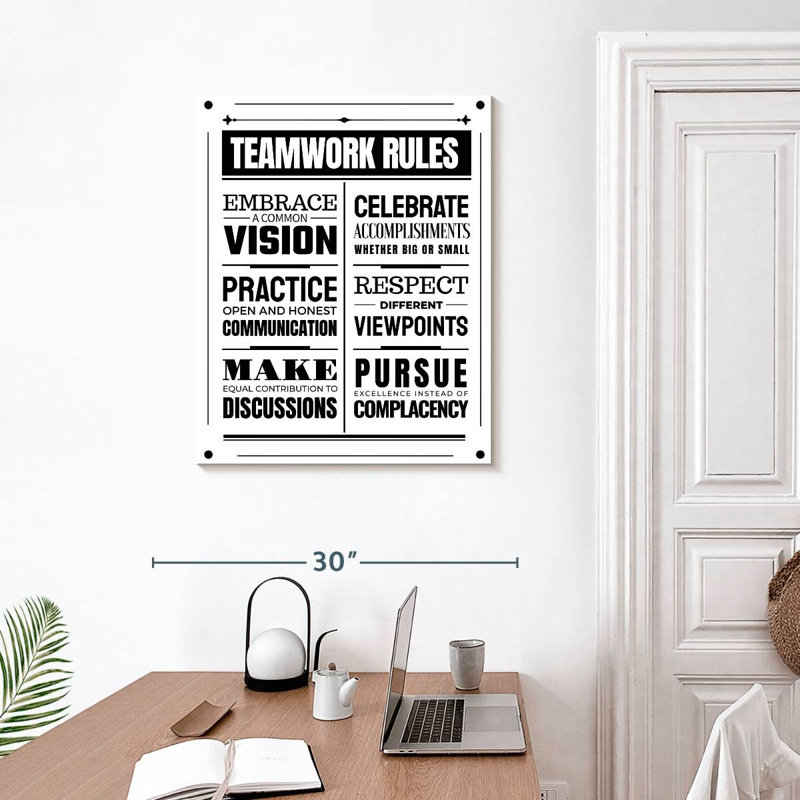 " Teamwork Rules " by HomeyNotes Studio, 30" H x 24" W x 1.25" D