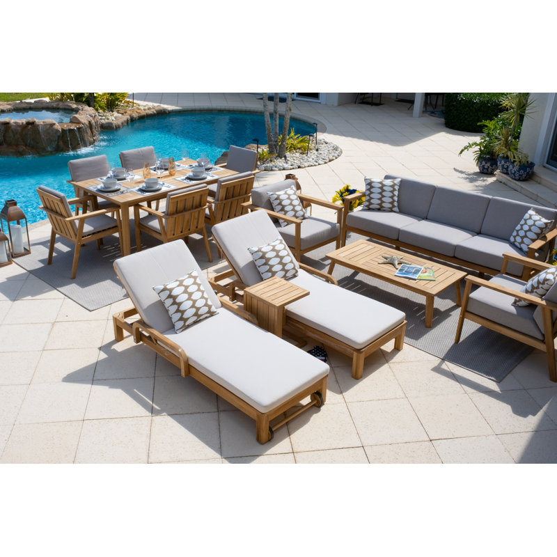 Subramanya Teak 13 - Person Patio Conversation Set with Cushions