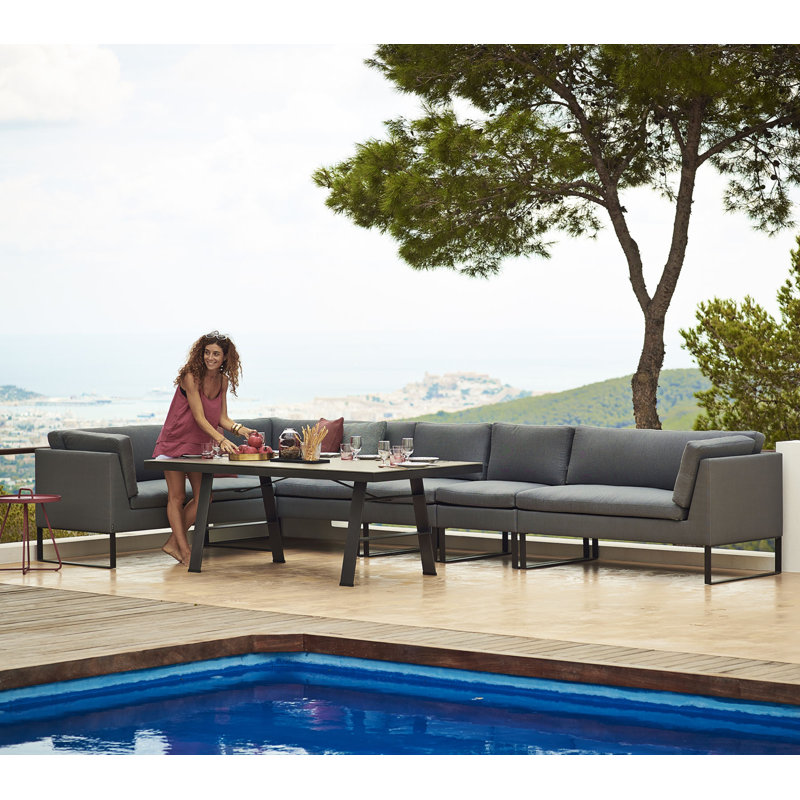 Flex 60.7" Wide Outdoor Patio Sectional with Cushions, Gray, Left Hand Facing