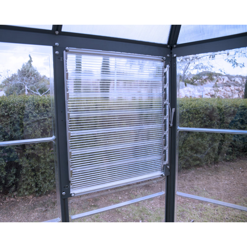 Large Gray Polycarbonate Hexagonal Greenhouse with Steel Base
