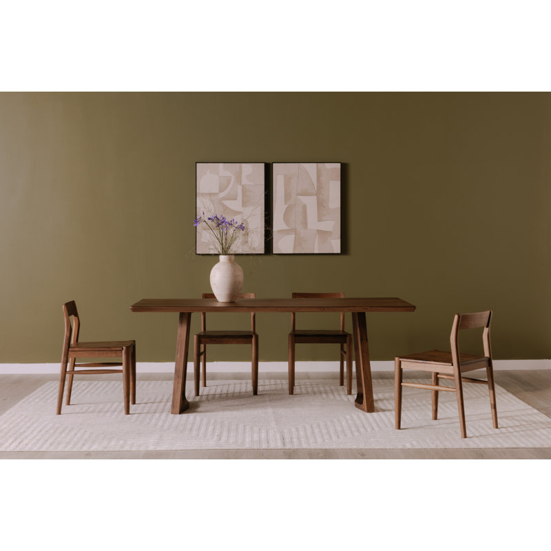 Krieger Solid Wood Slat Back Side Chair, Brown