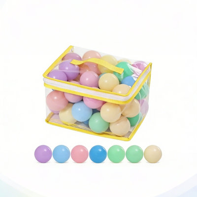 Wilwolfer Ball Pit Balls Plastique sans BPA et sans phtalate - Jaune / bleu / orange / vert / chair / rose / jouets de jeu réutilisables pour enfants avec emballage en PVC transparent (50 balles)