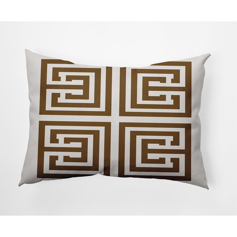 Nantucket Geometric Reversible Throw Pillow, Brown