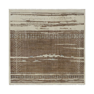 Rug & Kilim’S Modern Oushak-Inspired Rug In Beige-Brown & Blue Floral Pattern